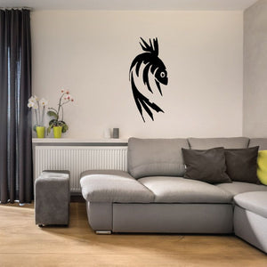 Fish wall decal with black striped fish silhouette on a light wall