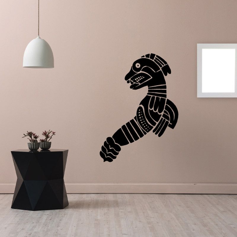 Black fish wall decal vinyl sticker with stylized striped fish design