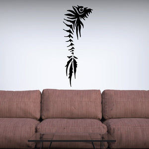 Fish wall decal, black tribal fish silhouette with eye, vertical