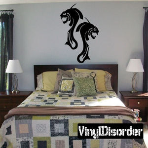 Angry fish vinyl wall decal with black Pisces swirl design
