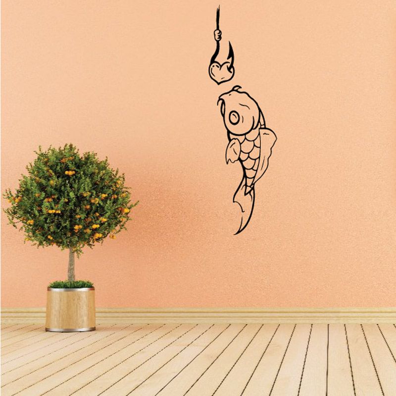 Image of Fishing Hook and Fish Decal