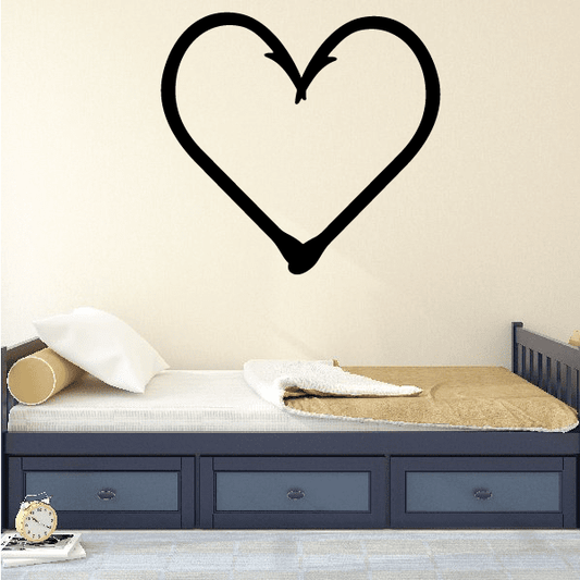 Image of Fishing Hook Heart Wall Decal - Vinyl Decal - Car Decal - NS001