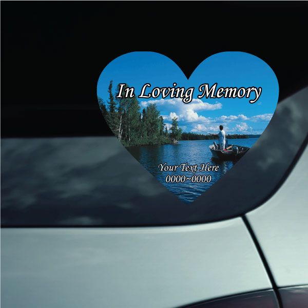 Image of Fishing In Loving Memory Custom Heart Sticker