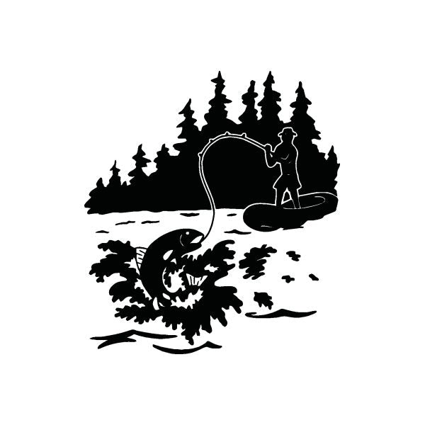 Image of Fishing Lake Forest Line Rod Wall Decal - Vinyl Decal - Car Decal - DC0066