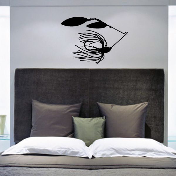 Fishing lure wall decal with black lure and hook design
