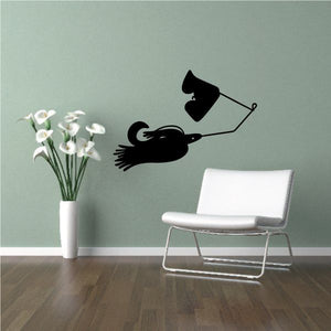 Fishing lure wall decal, black lure silhouette with hook and fishing line