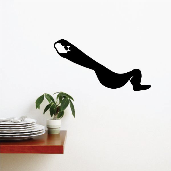 Black fishing lure wall decal, long bait silhouette with hook