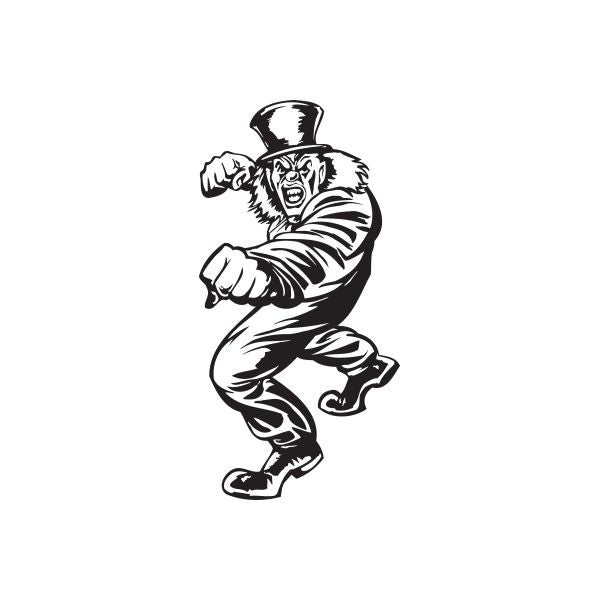 Fistfight clown decal, black illustration of a clown in a punching stance