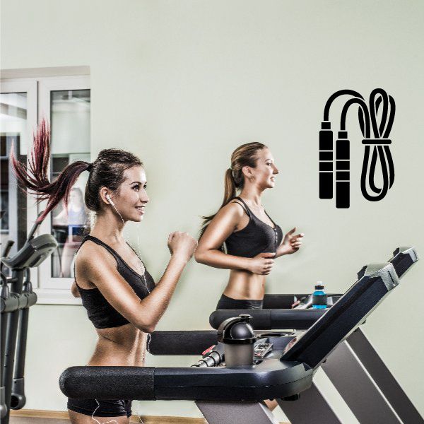 Fitness jump rope decal showing a black jump rope icon on a wall