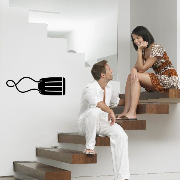 Fitness wall decal with black dumbbell outline icon