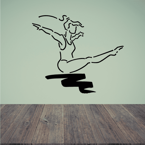 Fitness wall decal vinyl with line-art fitness figure and bold shadow base