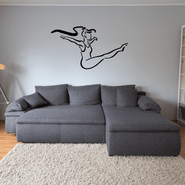 Fitness wall decal vinyl with black muscular flexing figure