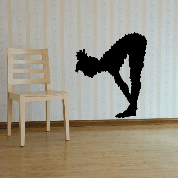 Black vinyl fitness wall decal silhouette of a flexing athlete