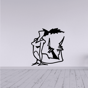 Black fitness wall decal silhouette with abstract weightlifting figure