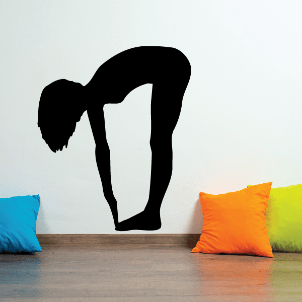 Fitness wall decal featuring a black weightlifter silhouette in a bent-over pose