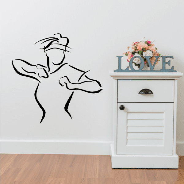 Fitness wall decal, black silhouette of a flexing person on a vinyl