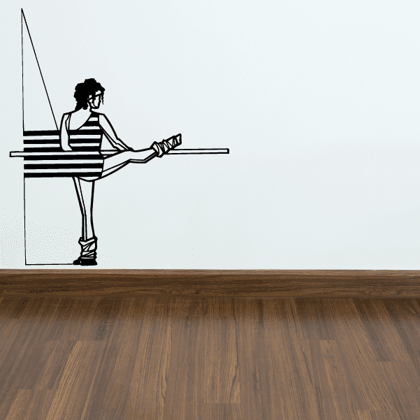 Fitness wall decal vinyl sticker with a weight lifter silhouette holding a bar