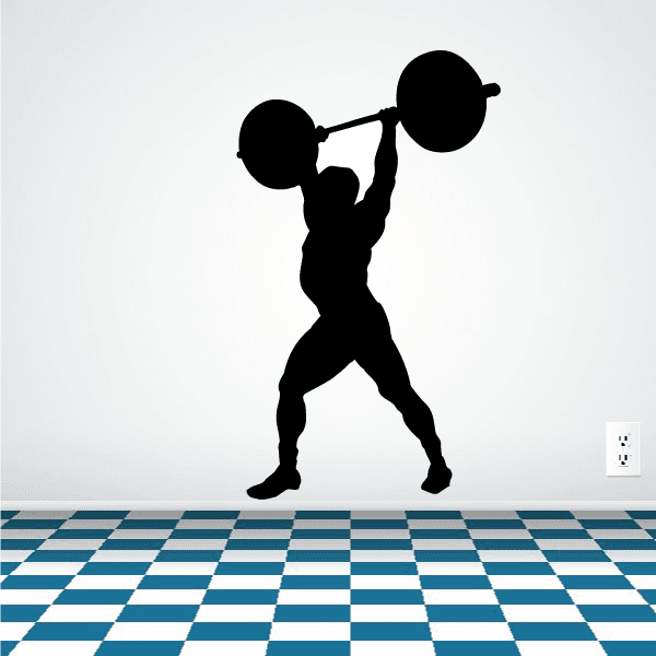 Fitness wall decal: black weightlifter silhouette