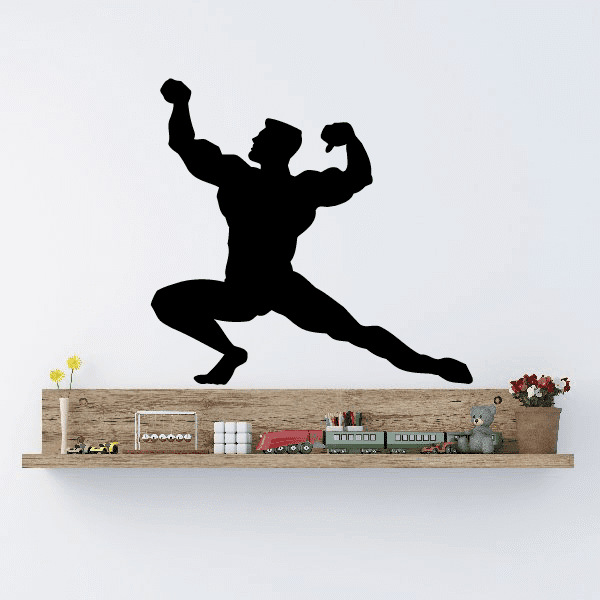 Fitness wall decal vinyl silhouette of weightlifter, black