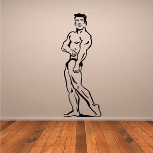 Fitness wall decal of a black running man silhouette