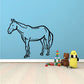 Fjord horse standing decal, black line art silhouette