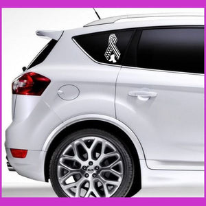 Flag ribbon boots decal on car side window, white boot icon with ribbon
