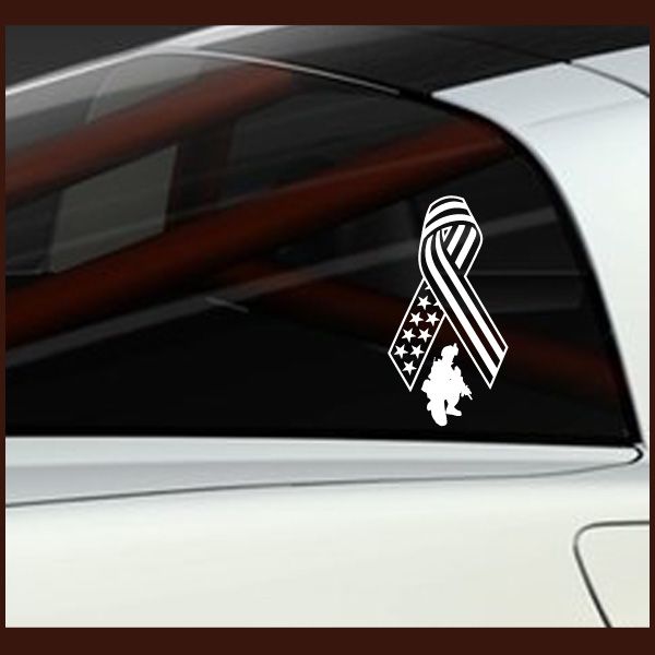 Image of Flag Ribbon Soldier Praying Decal