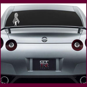 Car flag ribbon soldier salute decal with crest on rear trunk