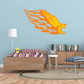 Flame eagle hunting sticker with orange and yellow flame burst design