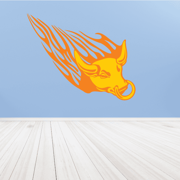 Image of Flame Head Bull Sticker