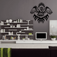 Black hawk wall decal with spread wings and flame accents