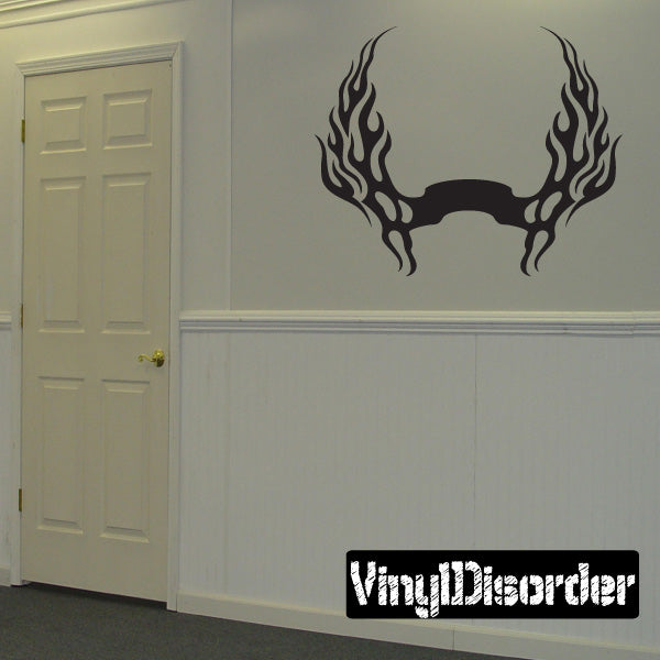 Flame arch wall decal with two black flame tips