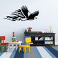 Flying eagle flame trail decal, black winged silhouette