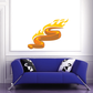 Flame trail snake sticker, orange and yellow flame graphic on white backing.