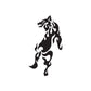Black flame wolf decal with stylized roaring profile silhouette
