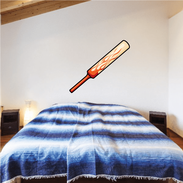 Image of Flaming Cricket Bat Sticker