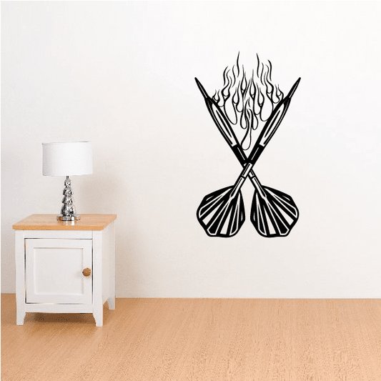 Image of Flaming Crossed Darts Decal