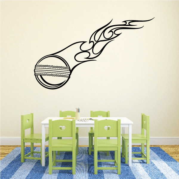 Black swirling stone decal with flame-like curl and circular roundel