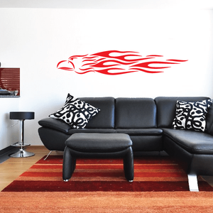 Red flaming eagle wall decal with detailed wings and flames