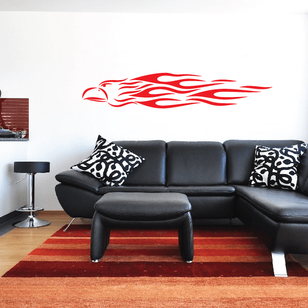 Red flaming eagle wall decal with detailed wings and flames