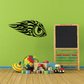 Flaming eagle eye wall decal, stylized black eye graphic with flame accents