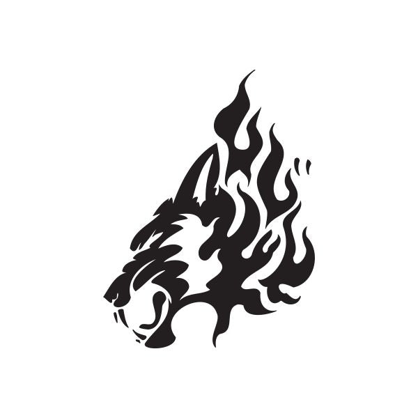 Image of Flaming Head Wolf Decal