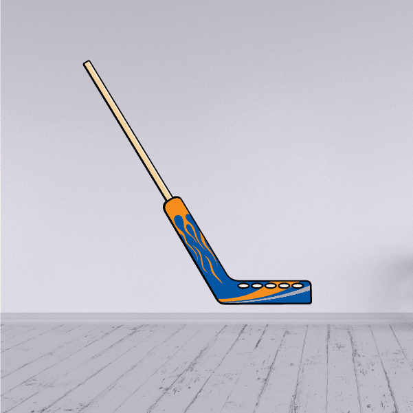 Image of Flaming Hockey Player Wall Decal - Vinyl Sticker - Car Sticker - Die Cut Sticker - CDSCOLOR191