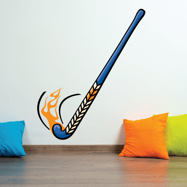 Image of Flaming Hockey Player Wall Decal - Vinyl Sticker - Car Sticker - Die Cut Sticker - CDSCOLOR193