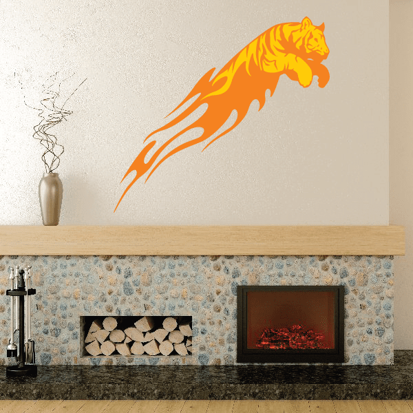 Image of Flaming Leaping Tiger Sticker