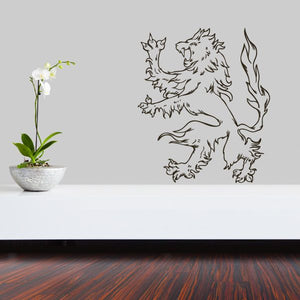 Flaming lion outline decal with roaring lion and flame accents
