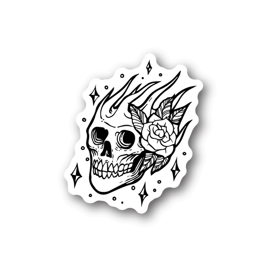 Image of Flaming Skull Sticker