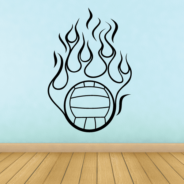 Image of Flaming Volleyball Vinyl Decal