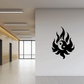 Black flaming yin-yang moon wall decal with crescent and flame shapes