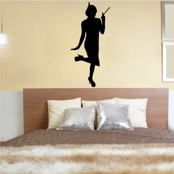 Image of Flapper Girl Wall Decal - Vinyl Decal - Car Decal - Vd011